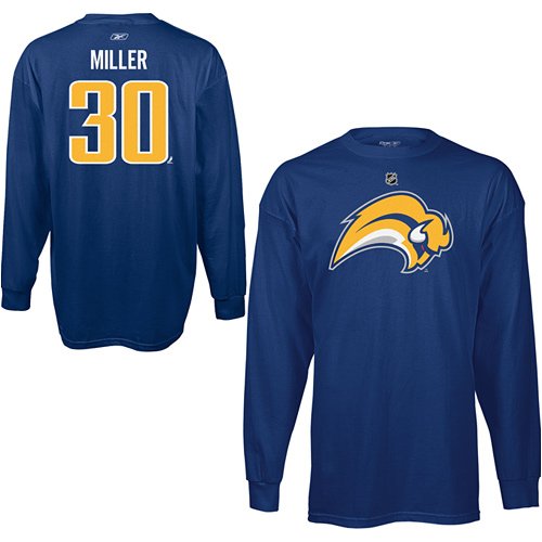 Childrens Toyshop  Sporting Goods : Reebok Buffalo Sabres Ryan Miller Youth Long Sleeve Player Name & Number Jersey T-Shirt