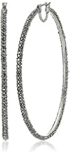 Lucky Brand Silver Pave Big Hoop Earrings