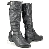 Zoom Produkt-Bild: Damen Winter Langschaft Stiefel, Bikerboots, schwarz