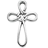 14K White Gold Celtic Design Cross Pendant - 34.25x22.00mm