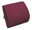 Duro-Med Contoured Memory Foam Lumbar Support Cushion with Strap, Burgundy