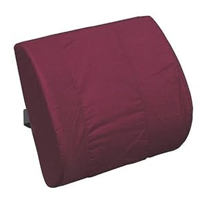 Duro-Med Contoured Memory Foam Lumbar Support Cushion with Strap, Burgundy
