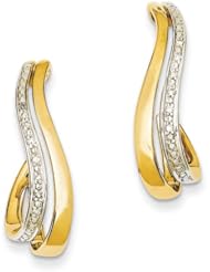 14k Yellow Gold & Rhodium Diamond Earrings. Carat Wt- 0.07ct. Metal Wt- 4.19g