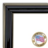 12x18 / 12 x 18 Shiny Black with Gold Trim Diploma Frame Picture Frame - NEW .. 2'' wide