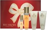 White Diamonds by Elizabeth Taylor for Women 4 Piece Set Includes: 3.3 oz Eau de Toilette Spray + 0.5 oz Eau de Toilette Spray + 3.3 oz Gentle Moisturizing Body Wash + 3.3 oz Perfumed Body Cream