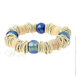 MILLE LUCCI: *BINGLE BANGLE MURANO SEA BLUE & GOLD VERMEIL BRACELET*