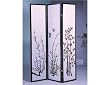3-Panel Flower Design Wood Shoji Screen / Room Divider