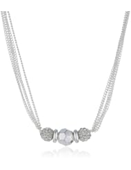 Nine West "Pop Notch Silver" Silver-Tone Multi-Strand Slider Necklace, 18"