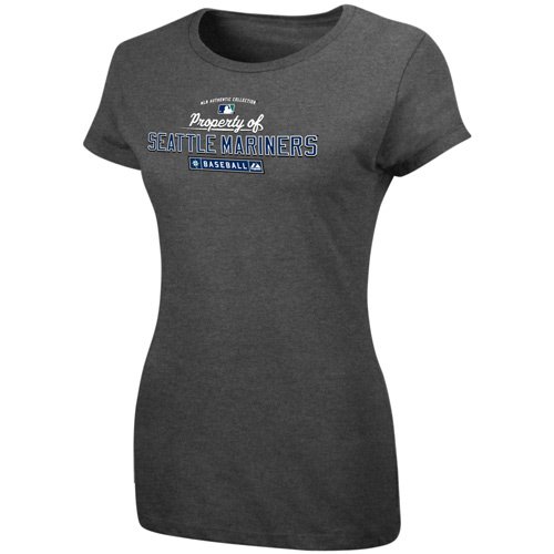 MLB Women's Seattle Mariners Property Of Short Sleeve Crew Neck Tee (Pro Carbon Heather, Medium)