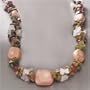 16" Sterling Silver Pink Coral, Red-Dyed Quartz, Rose Quartz & Unakite Necklace