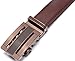 Marino Men's Genuine Leather Ratchet Dress Belt with Automatic Buckle, Enclosed in an Elegant Gift Box - Brown and Silver Open Grid Buckle W Brown Leather - Custom: Up to 44