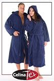Produkt-Bild: Bademantel / Saunamantel mit Kapuze aus Microfaser Coralfleece  f&uuml;r Damen & Herren,  Florida M Indigo - blau