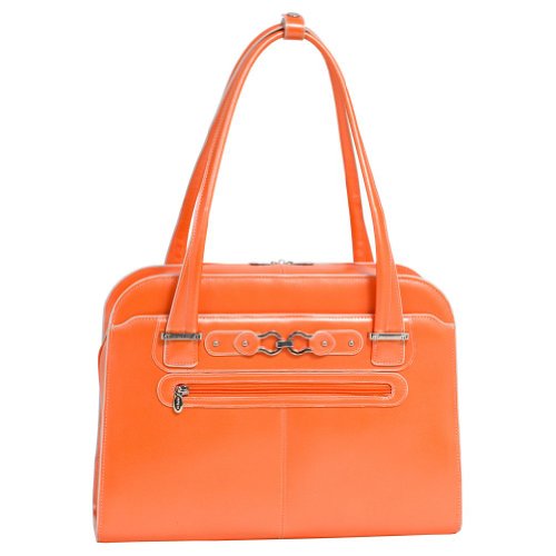 McKleinUSA OAK GROVE 96630 Orange Leather Fly-Through Checkpoint-Friendly Ladies' Briefcase
