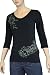 Lucky Brand Jeans Womens Wild Flower Graphic T Tee Shirt Black 3/4 SLeeve-XS