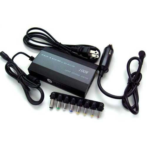 2-in-1 Home & Car 100W Universal Power Adapter with USB & 12 tips, Adjustable AC-DC Power Charger for Laptops, Mobile Phones, Mp3 / Mp4 Players, Portable Game Consoles with Permanently Installed Battery