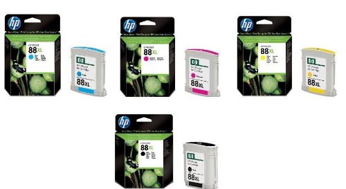 HP Original 88xl Bundle - Black, Cyan , Magenta, Yellow - c9391a c9392a c9393a c9396a no.88xl, AllDayOfficeSupplies
