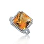 Princess Citrine Cocktail Ring in 14k White Gold