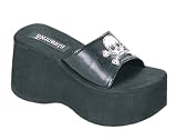 3 1/2 Inch Wedge Platform Sandals Gothic Shoes Skull Crossbones