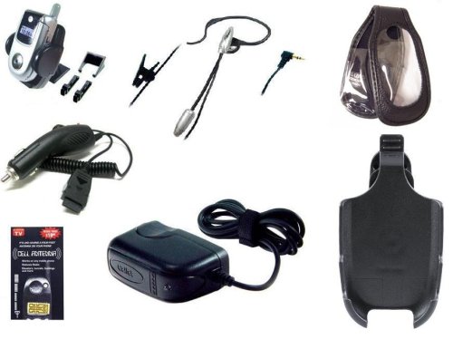 All Accessories for Your Lg CG225 CG-225 Phone (Includes: Rapid Car Charger, Travel Home Charger, Leather Case, Belt Clip Holster, Boom Mic, Antenna Booster, & Car Vent Mount Phone Holder)