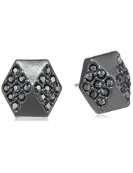 Sam Edelman Hexagon Pave Matte Hematite Colored Stud Earrings