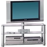 Alphason ADP3/96S - Glass Stand With Bracket For LCD & Plasma TV Up To 46 - With with 40 Degree Swivel - Clear Glass With Silver Legs