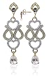 10 KT Two Tone Gold Simulated cz 10K Post Dangle Earrings