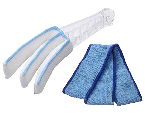 Interthing Microfiber Triple Slat Venetian Blind Duster Cleaner with Two Sleeves Machine Washable