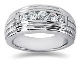 0.70 CTW Men's Diamond Ring in 14K White Gold