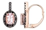Black Diamond and Morganite Earrings: 14K Pink Gold 1 5/8 CTW