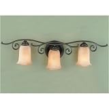 Murray Feiss VS8103-CB Three-Light Tuscan Villa Collection Vanity Strip, Corinthian Bronze with Beige Etruscan Glass Shades