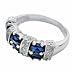 Sterling Silver w/ Simulated Blue Sapphire Simulated Diamond CZ Ring