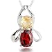 : Round Citrine Oval Garnet Pendant Necklace Sterling Silver