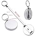 Kare and Kind Heavy Duty Retractable Reel with Belt Clip, 28 Inch Steel Cord, Chrome Metal Case, Belt Loop Clasp and Key Ring, Clasps Swivel Clips (Silver, 1pc)