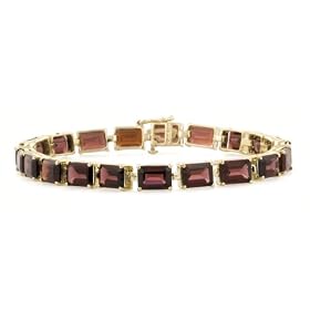 10k Yellow Gold Emerald-Cut Garnet Bracelet, 7 by