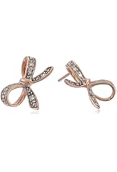 10k Rose Gold Diamond Bow Earrings (0.05 cttw, I-J Color, I2-I3 Clarity)