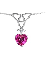Celtic Love by Kelly Love Knot Pendant with 8mm Heart Shape Simulated Pink Tourmaline in 925 Sterling Silver