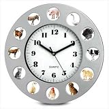 Country Animal Farm Sounds Hanging Round Wall Clock