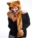 Fox Full Hood Animal Hood Hat Faux Fur with fleece lined interior