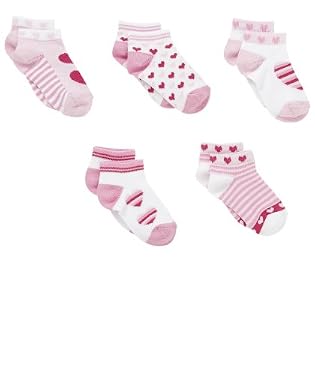 Baby Girls Heart Design Trainer Socks - 5pk