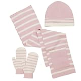 Xhilaration® Striped 3 Piece Set With Mitten - Pink/White