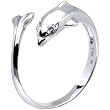 Solid 14K White Gold Dolphin Toe Ring
