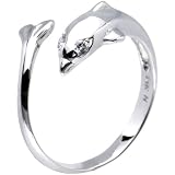 Solid 14K White Gold Dolphin Toe Ring