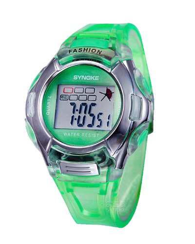 SYNOKE Children's Wrist Sports Watches Students Watches with Digital PU Band Waterproof Alarm Chronograph Long lasting battery Calendar Noctilucen for Girl (Green)