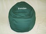 Personalized Monogram Embroidered Beanbag Chair Kid Size Comfy Bean Natural Cotton Removable Washable Cover - Hunter Green