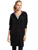 Fred Perry Women's Longline Loopback Hoody Cardiagn, Charcoal, 6 Fred Perry Women's Longline Loopback Hoody Cardiagn, Charcoal, 6