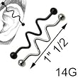 316L Surgical Steel Industrial with Design 14G, 1" 1/2 - Sold as a Pair