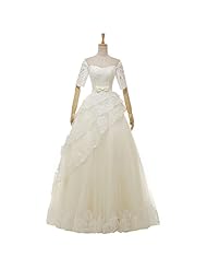 Elbow Length Sleeves Organza/Tulle  Lace-Up Applique  2015  Ball Gown  Dress With a Bow(s)