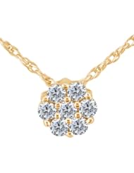 1.19 Ct Round G/H SI2 Diamond 925 Yellow Gold Plated Silver Pendant