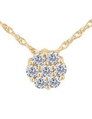 1.17 Ct Round G/H SI2/I1 Diamond 925 Yellow Gold Plated Silver Pendant