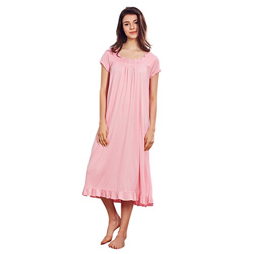 Jinyufeng Casual Soft Pink Nights Cotton Women's short Sleeves Homewear DK2076 (S)